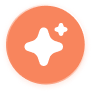 Orange circular icon with a white sparkle symbol in the center.