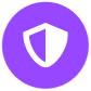 Purple circle icon with a white shield symbol.