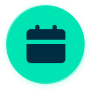 Calendar icon with two tabs at the top.