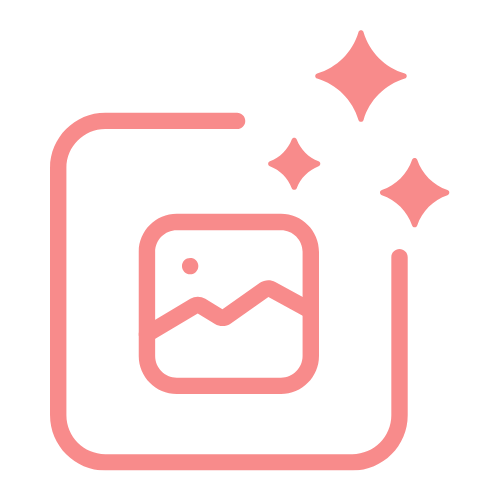 Stylized image icon with sparkles at the corner, outlined in pink.