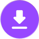 Purple circular download button with a white downward arrow above a line.