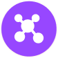 Purple circle icon with four connected white dots.