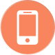 Orange smartphone icon inside a white circle.
