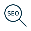 Magnifying glass with SEO in the lens