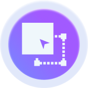 A purple icon showing a square with a resizing arrow cursor.